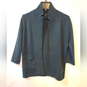 J Crew Dark Teal Open Front Cardigan Part Merino Wool